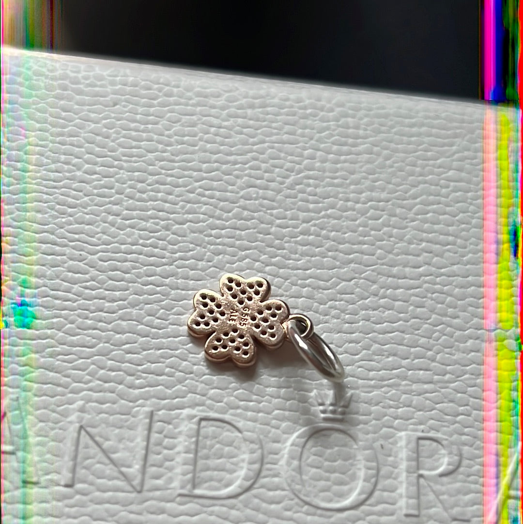 Genuine Pandora G585 Gold Pave Dangle Clover