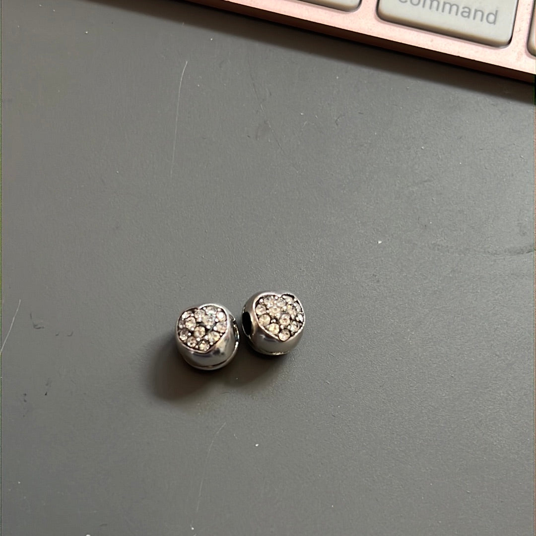 Sterling Silver Pave CZ Heart Clips Pair