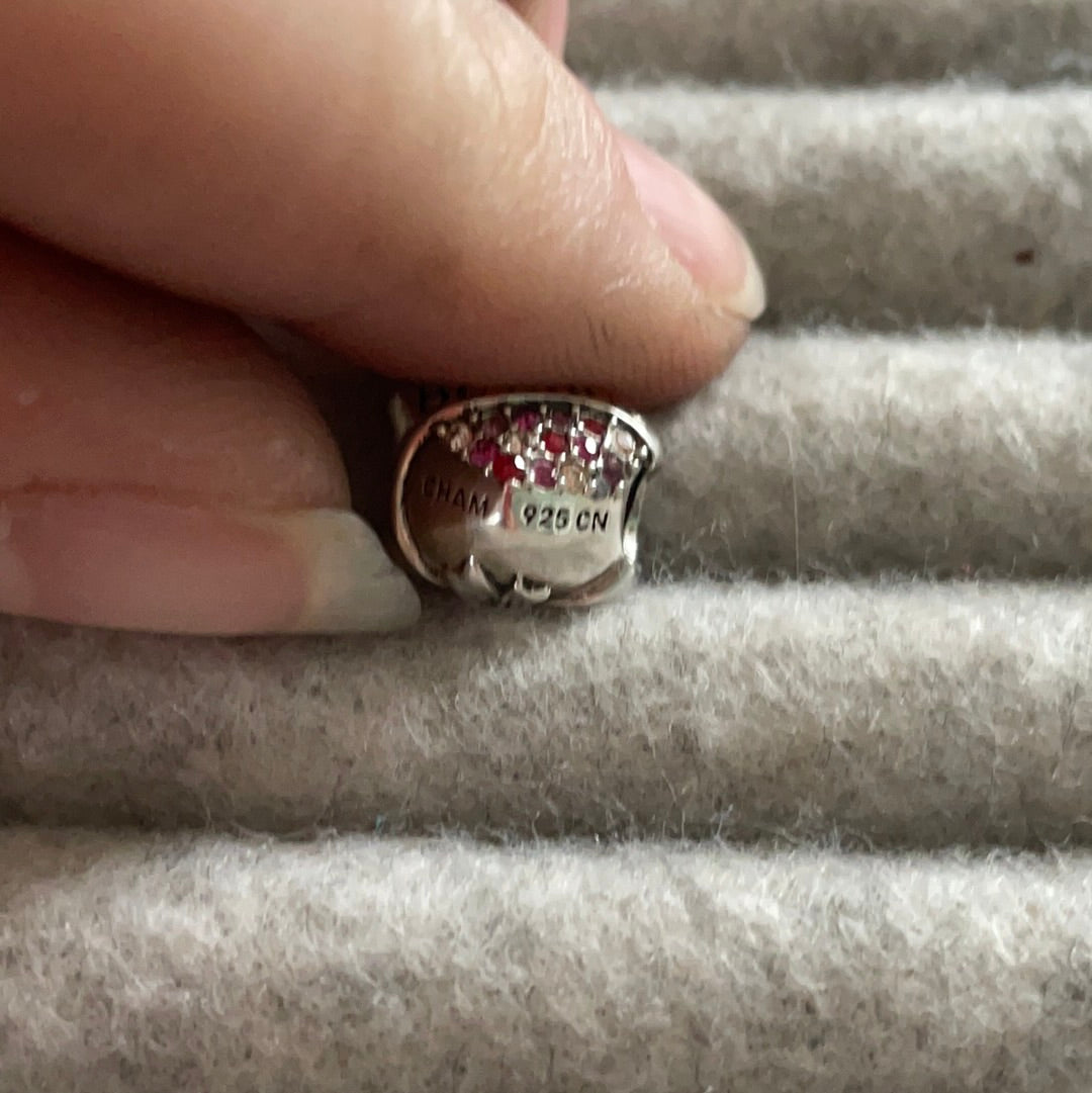 Genuine Chamilia Pave Love Heart Pave 'Be Mine' with Bow Charm