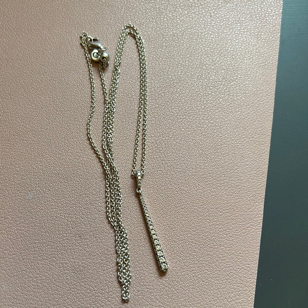 Genuine Pandora Pave Sparkling Bar Teardrop Necklace 60cm Chain