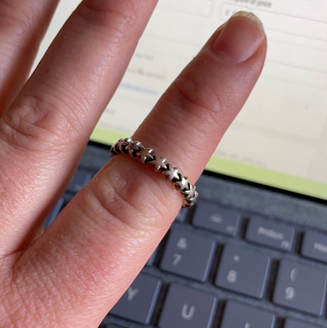 Genuine Pandora Star Band Ring Stacker Ring Size 52