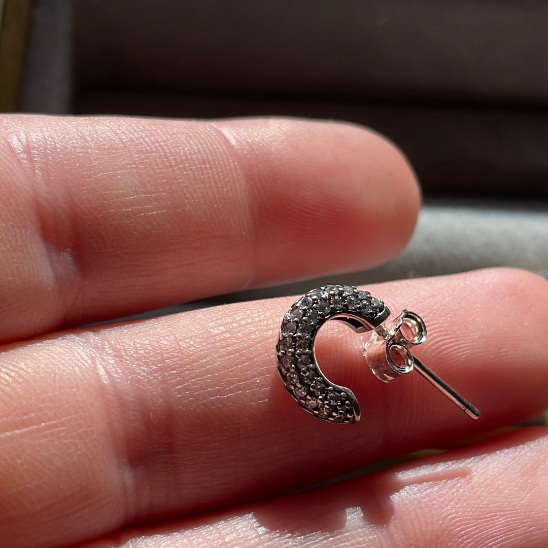 Unbranded Sterling Silver Pave Snake Chain Hoop Earrings