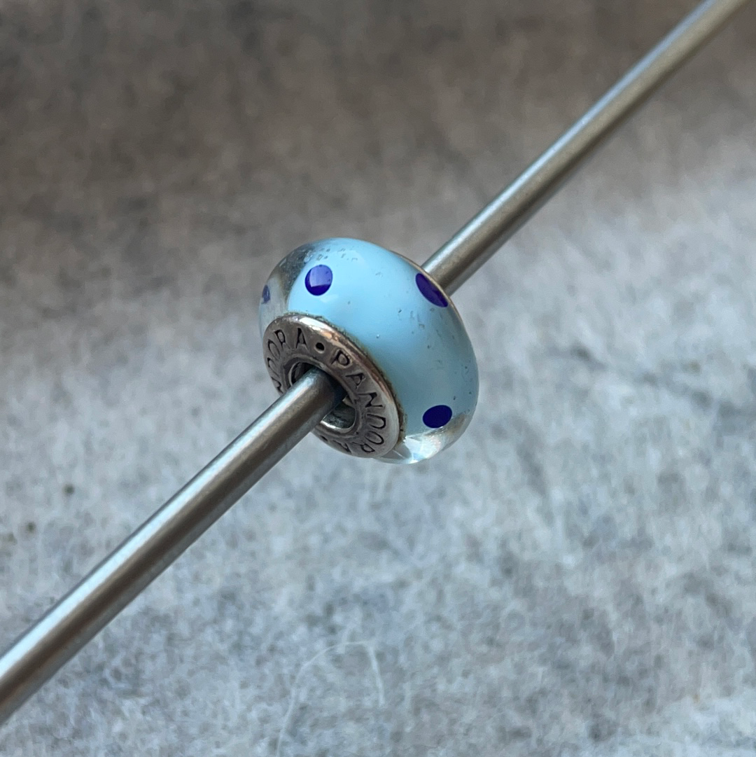 Genuine Pandora Pink or Blue Polka Dot Murano Charm VARIOUS COLOURS