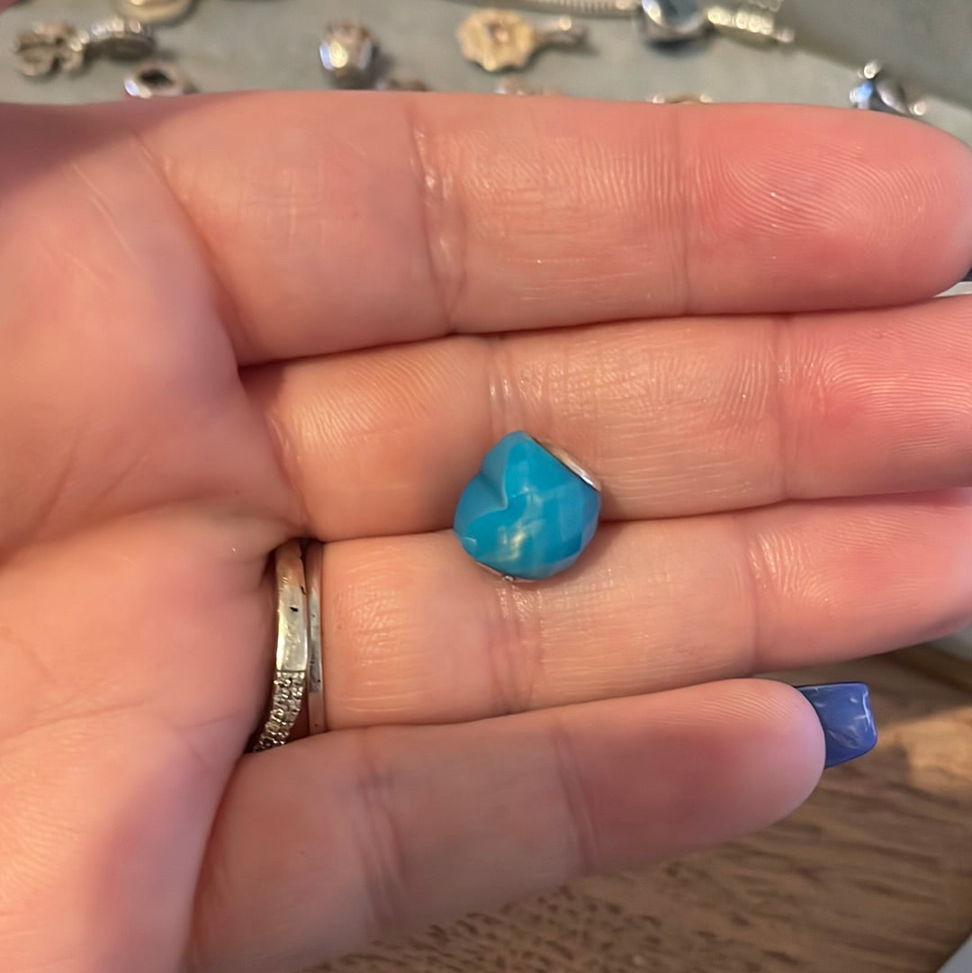 Genuine Pandora Blue Heart Murano Glass Charm Light Blue