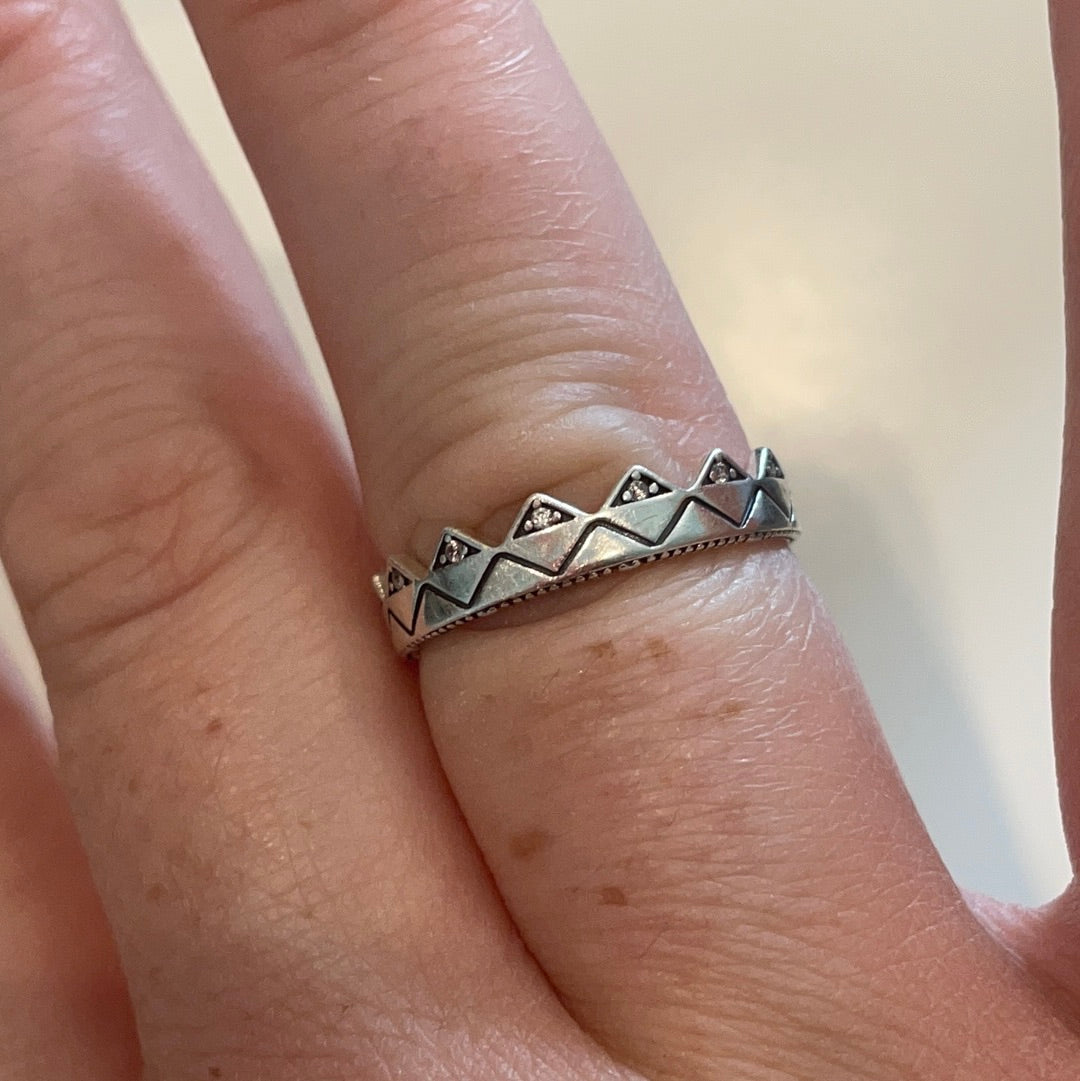 Genuine Pandora Sparkle Crown Princess Edgy Ring Size 50