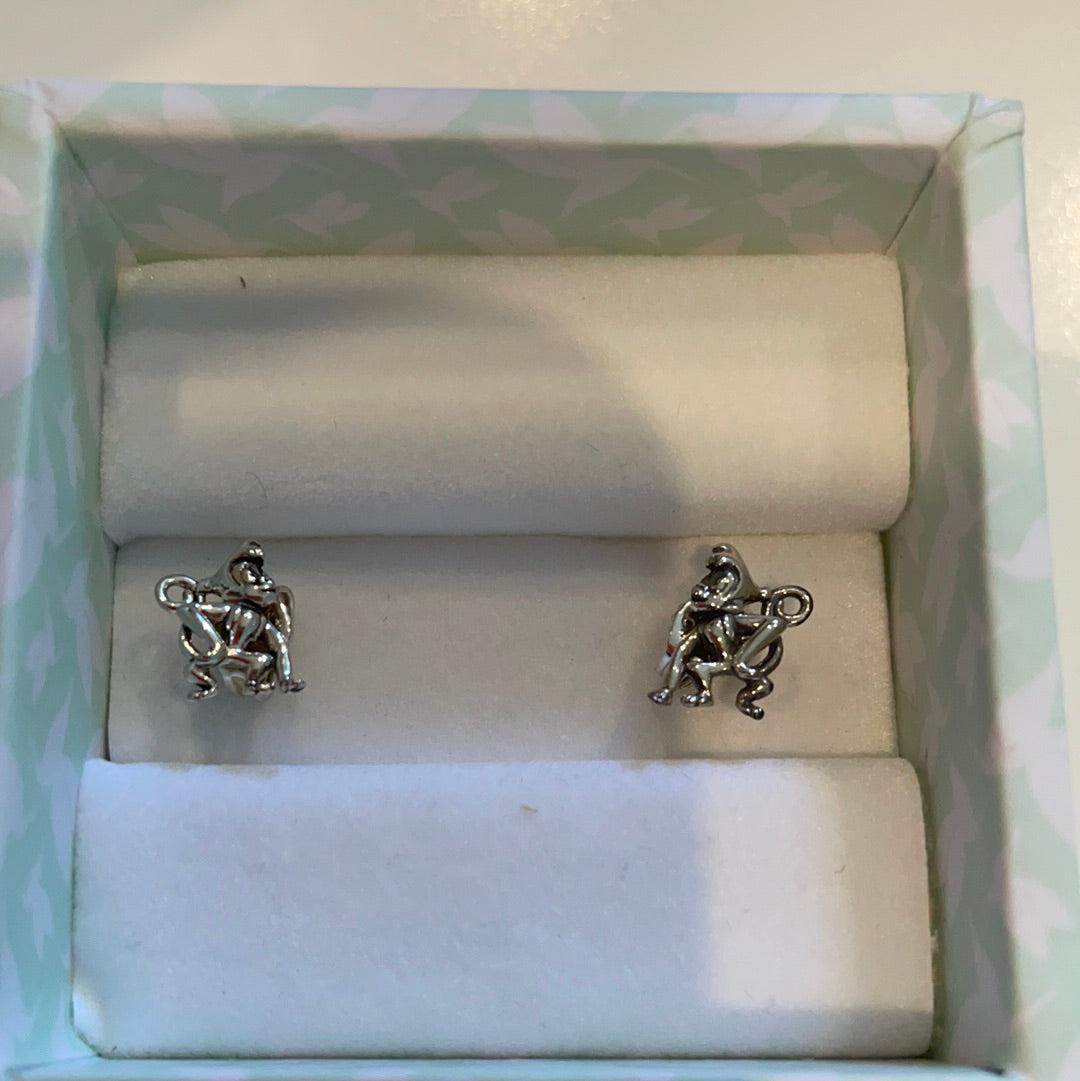 Genuine Chamilia Brand New in Box Aladdin Abu Monkey Earrings