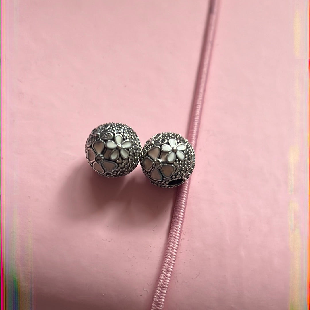 Genuine Pandora Enamel Pave Pink Poetic Bloom Clip Clips Flower Charm x1