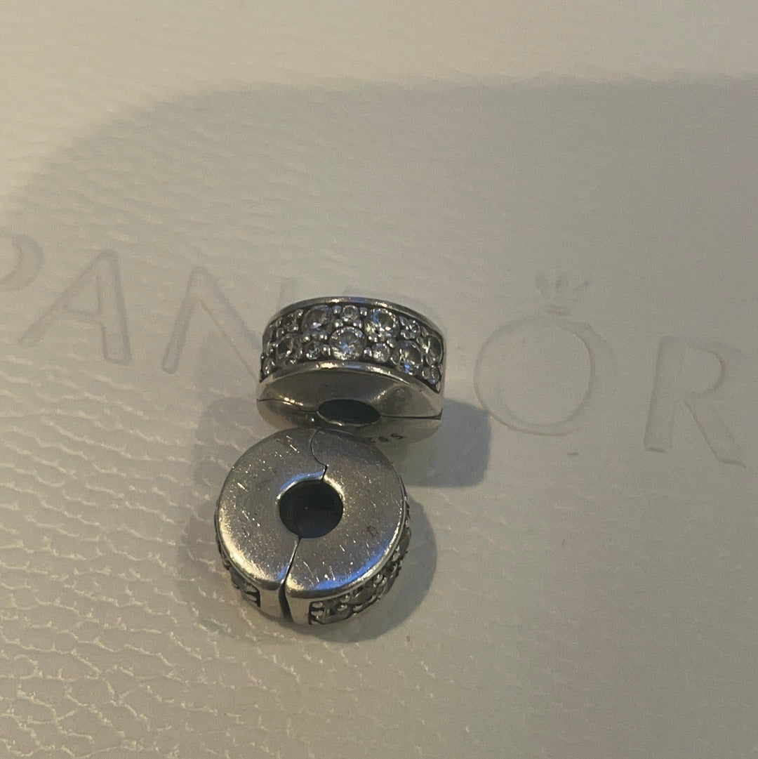 Genuine Pandora Clear/ Pink/ Purple Pave Sparkle Silicone Insert Clips