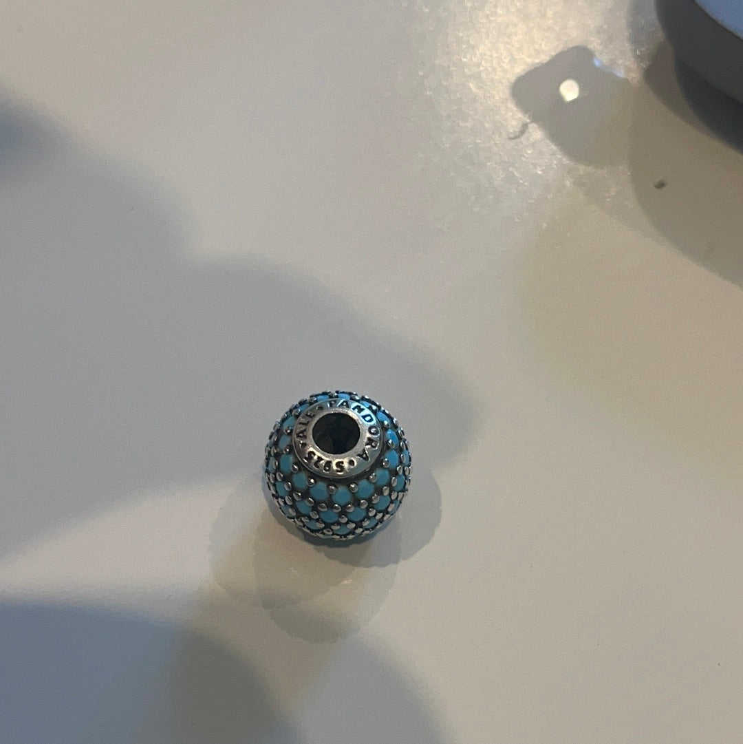 Genuine Pandora Essence Teal Stone Dotted Charm Wisdom