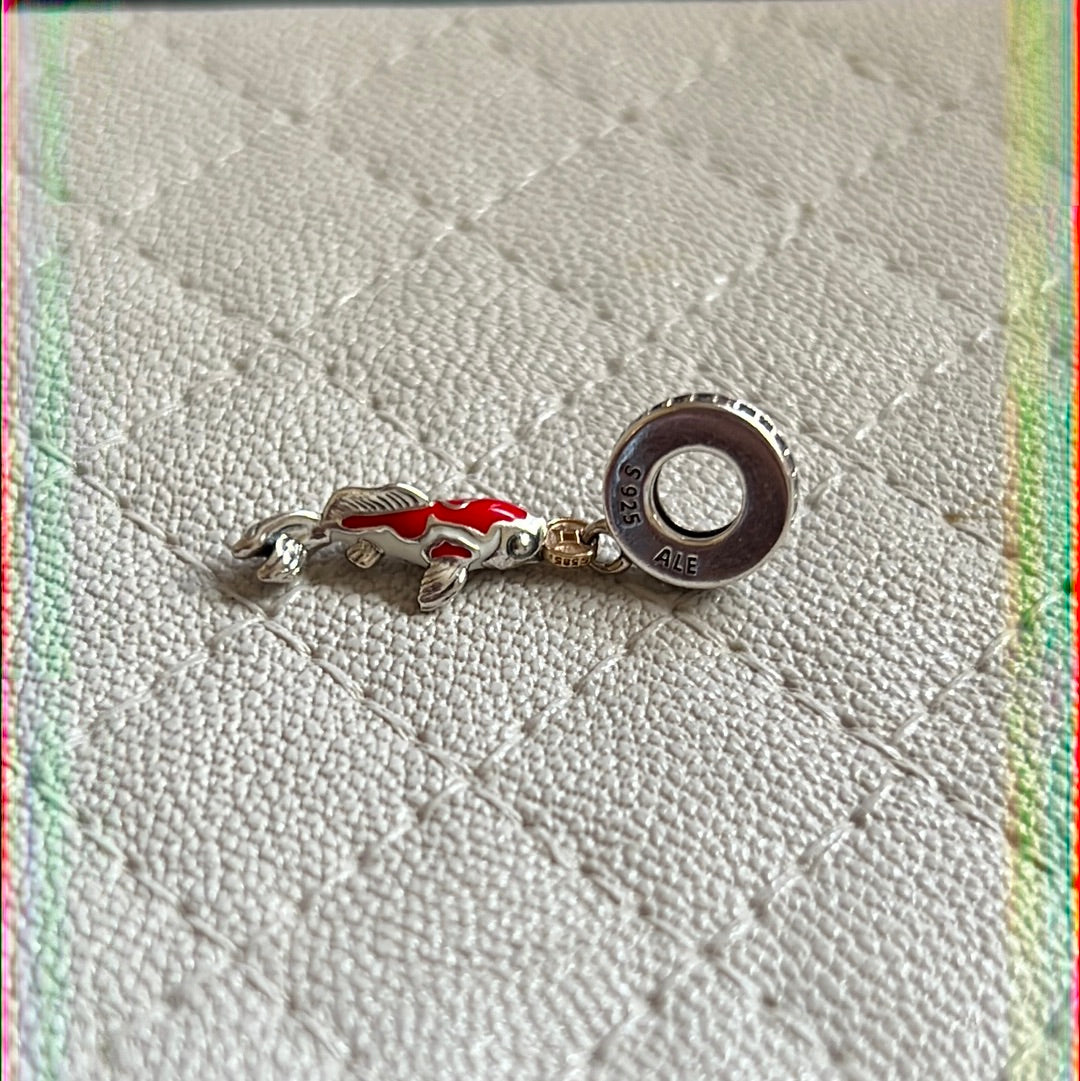 Genuine Pandora RARE Exclusive Brand New Two Tone Lucky Good Fortune Koi Carp Dangle Charm