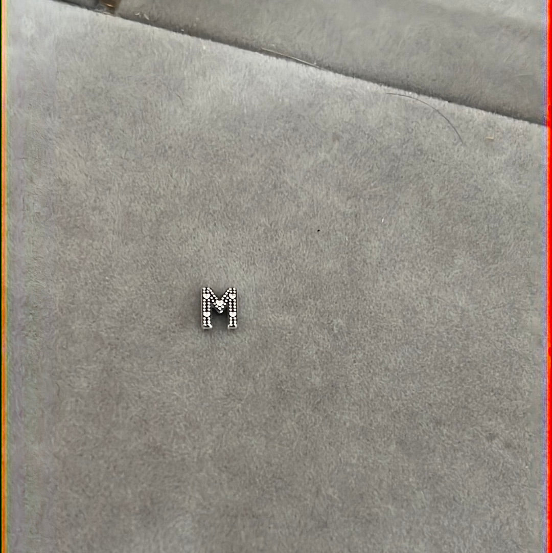 Genuine Pandora Petite Pave Initial M Letter Memory Locket Charm