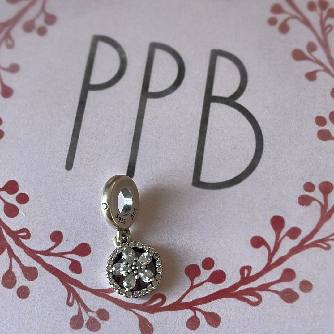 Genuine Pandora Pave Flower Beautiful Dangle Flower
