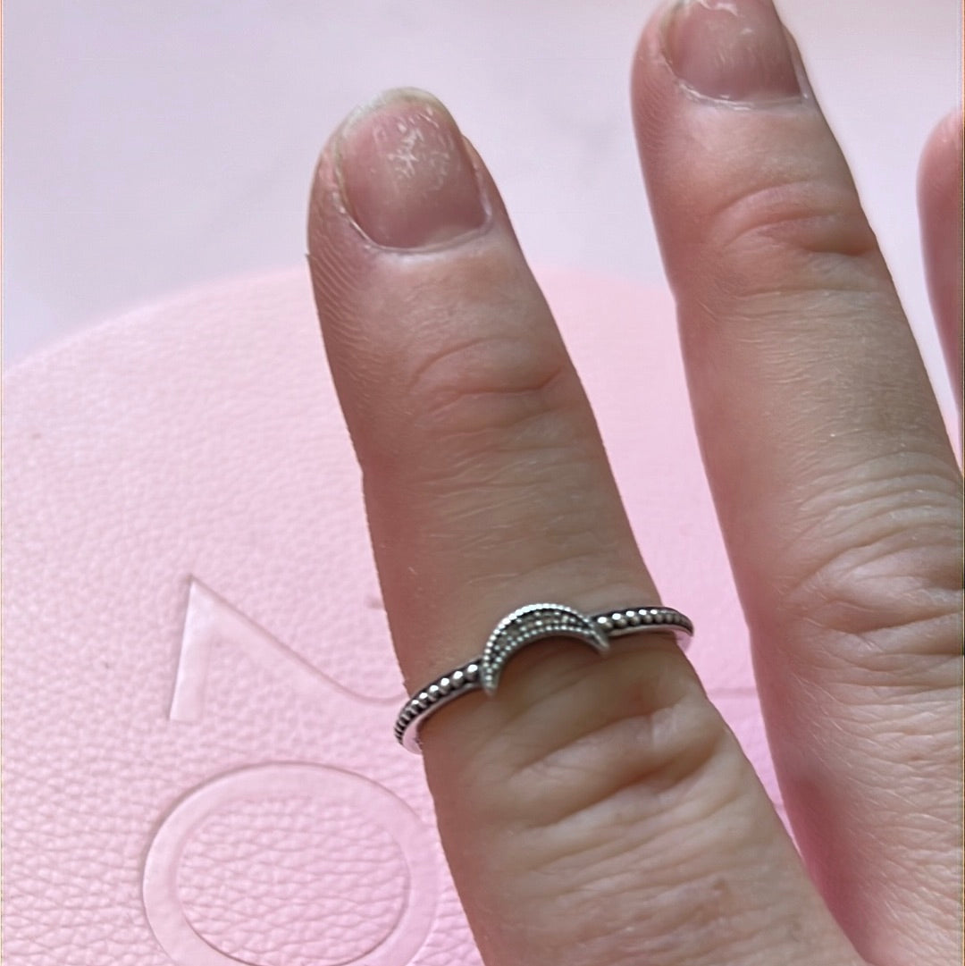 Genuine Pandora Sparkling Small Pave Half Moon Ring 60