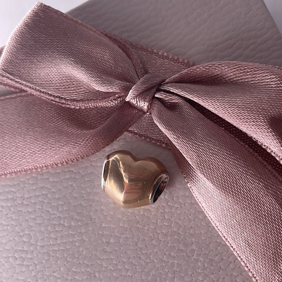 Genuine Pandora Enamel Glossy Gold Glittery Heart Charm