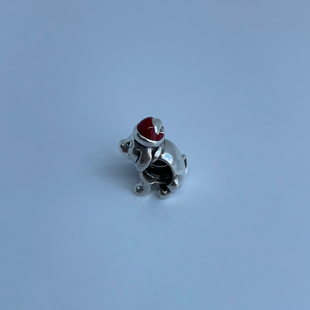 Genuine Pandora Christmas Dog With Santa Hat Charm
