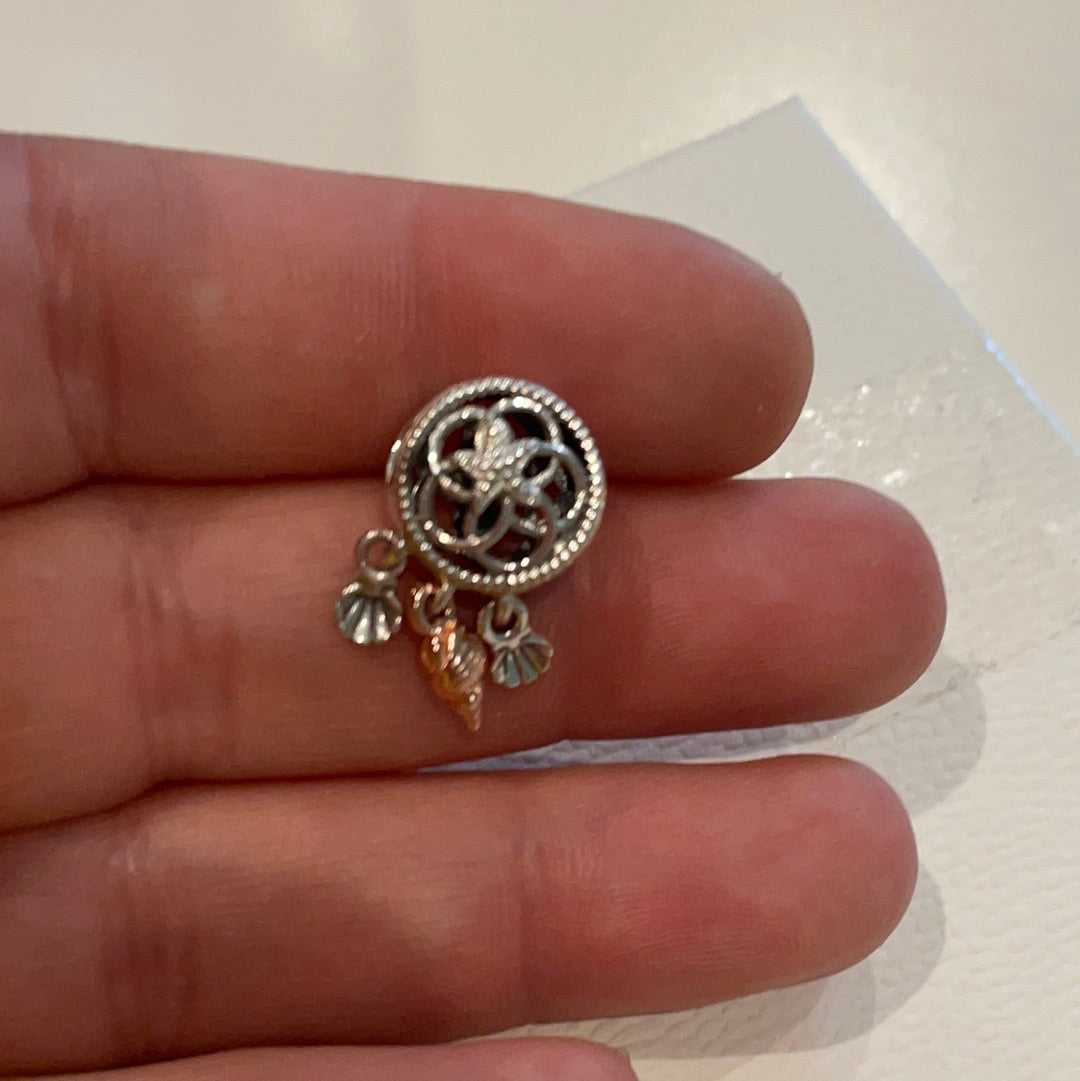 Genuine Pandora Rose Gold Shell Dream Catcher Charm Dangle