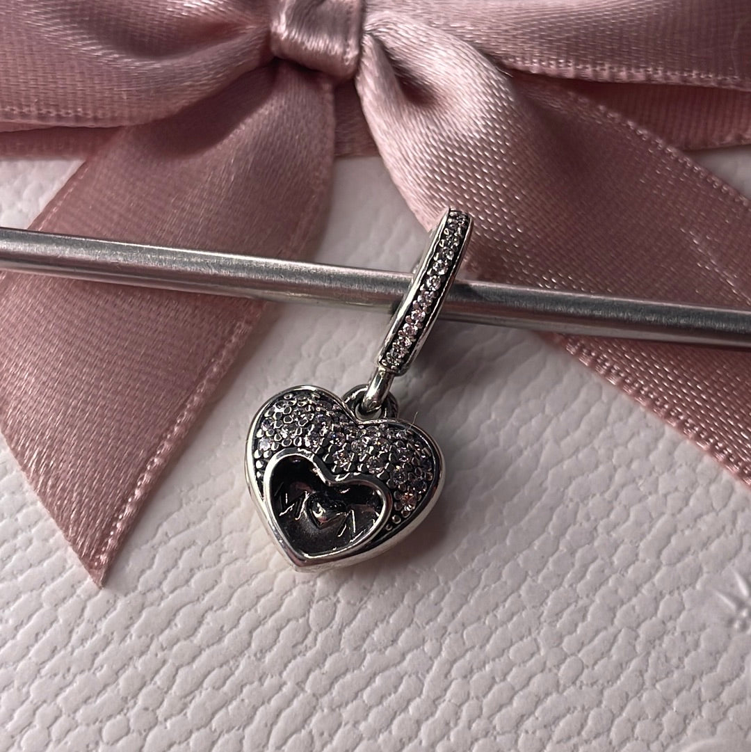 Genuine Pandora I Love My Mum Locket Pave Dangle Charm