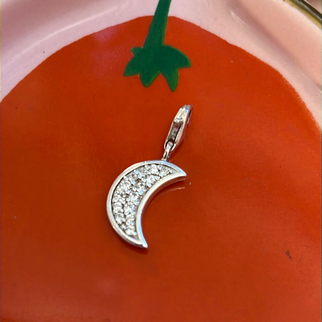 Genuine Thomas Sabo Sterling Silver Dangle Pave Moon Shooting Charm