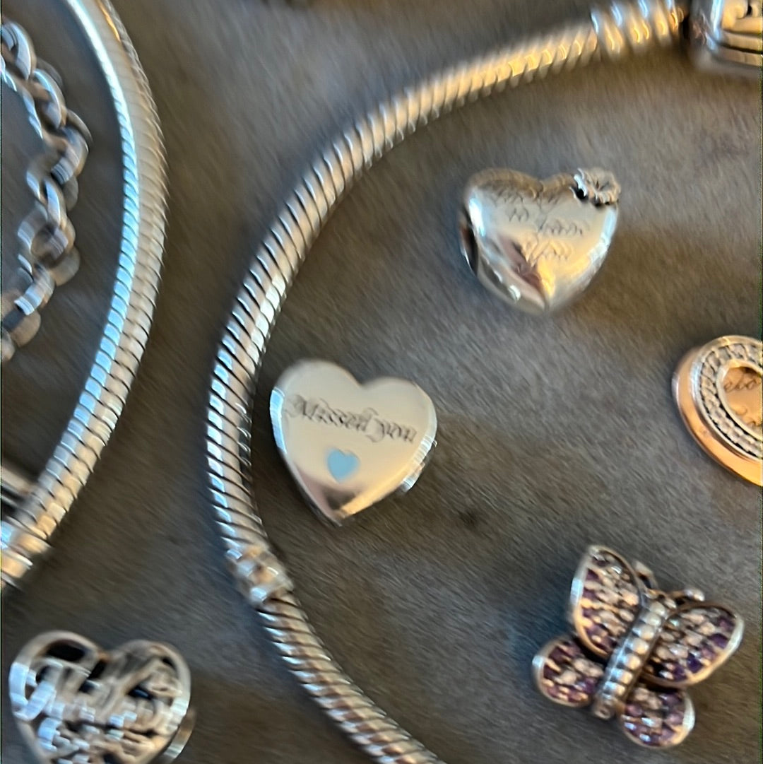 Genuine Pandora Missed You Enamel Heart Charm