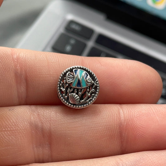 Genuine Pandora Summer Pave and Enamel Fish in The Sea Ocean Openwork Charm