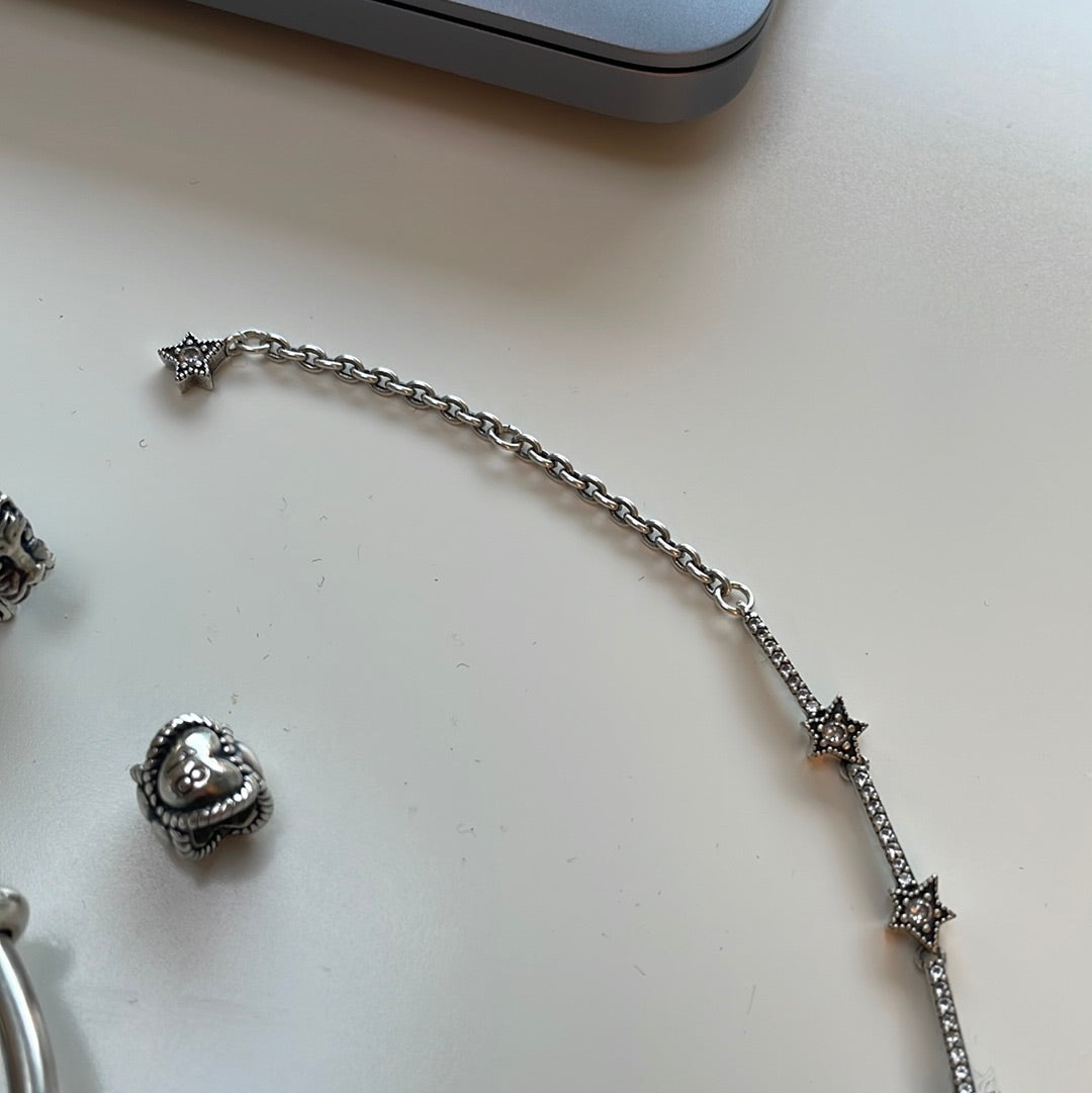 Genuine Pandora Pave Sparkling Star Adjustable Bracelet Size 2 Medium 19.5cm Max