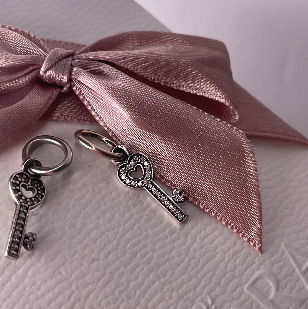 Genuine Pandora Pave Dangle Key Symbols Charm