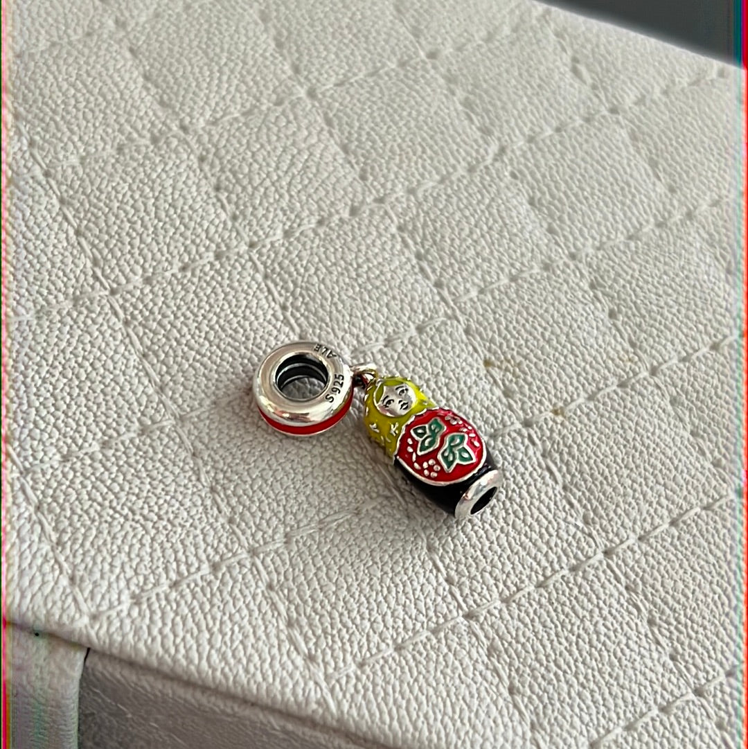 Genuine Pandora Russion Doll Rare Matryoshka Charm With Enamel Details Dangle