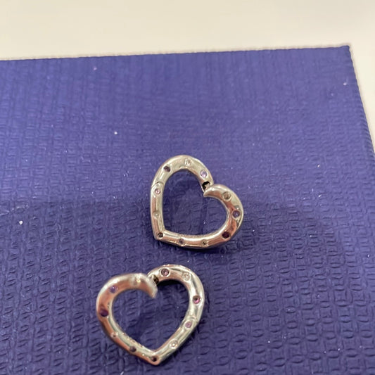 Genuine Pandora Pink and Purple 2018 Mothers Day Heart Pave Earrings Hoops HTF