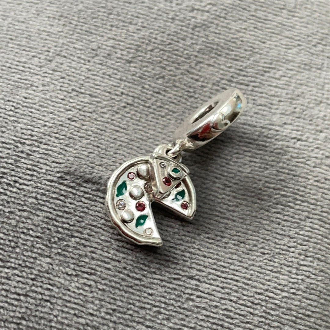 Genuine Pandora Enamel and Pave Pizza Love Dangle charm