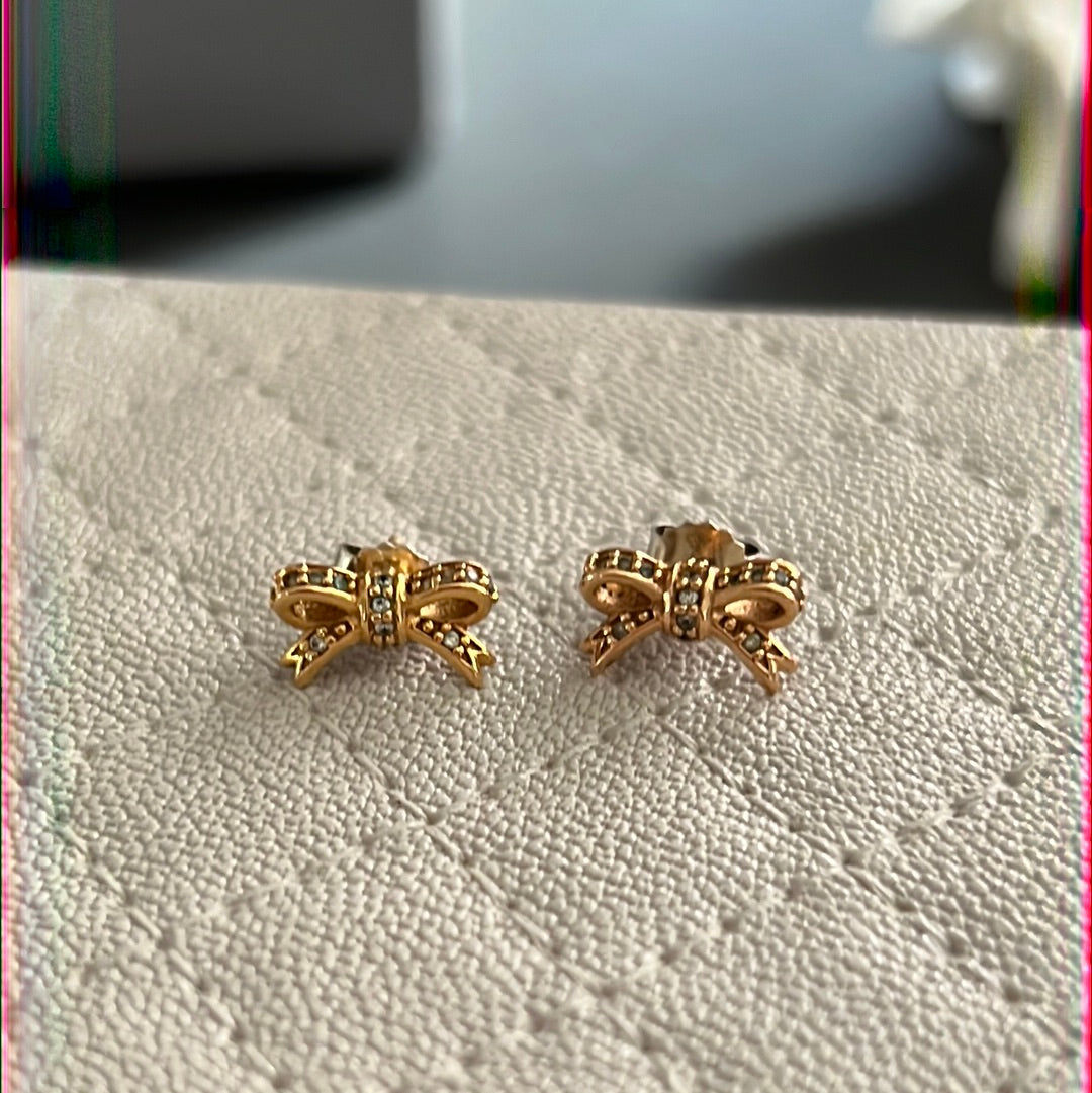 Genuine Pandora Rose Gold Bow Pave Earrings