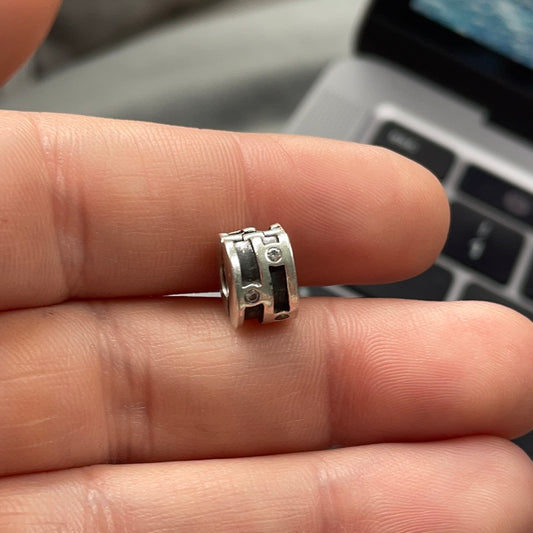 Genuine Pandora Single Oxidised Line Clip with CZ