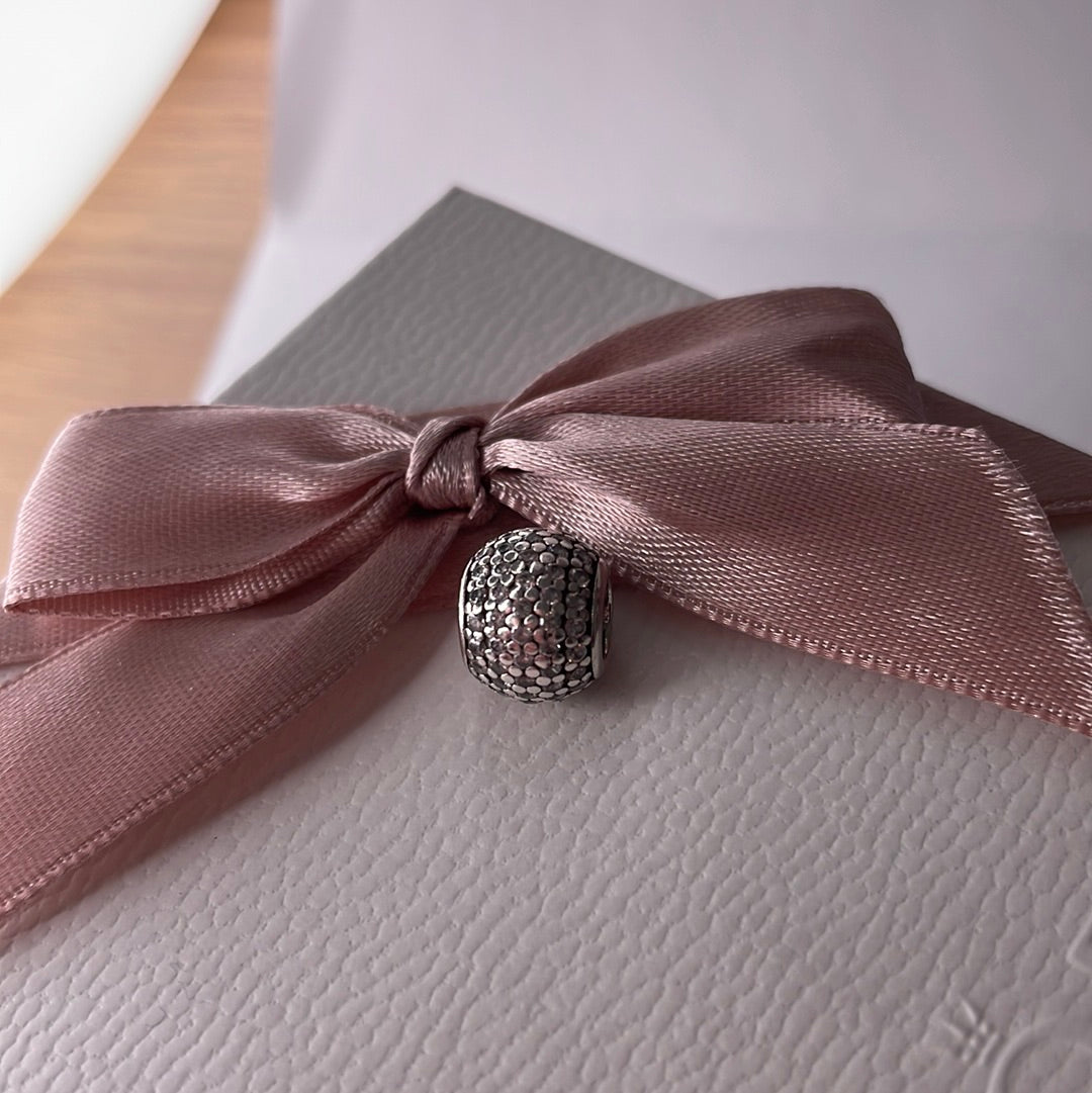 Genuine Pandora Pave Sparkle Ball Charm Clear
