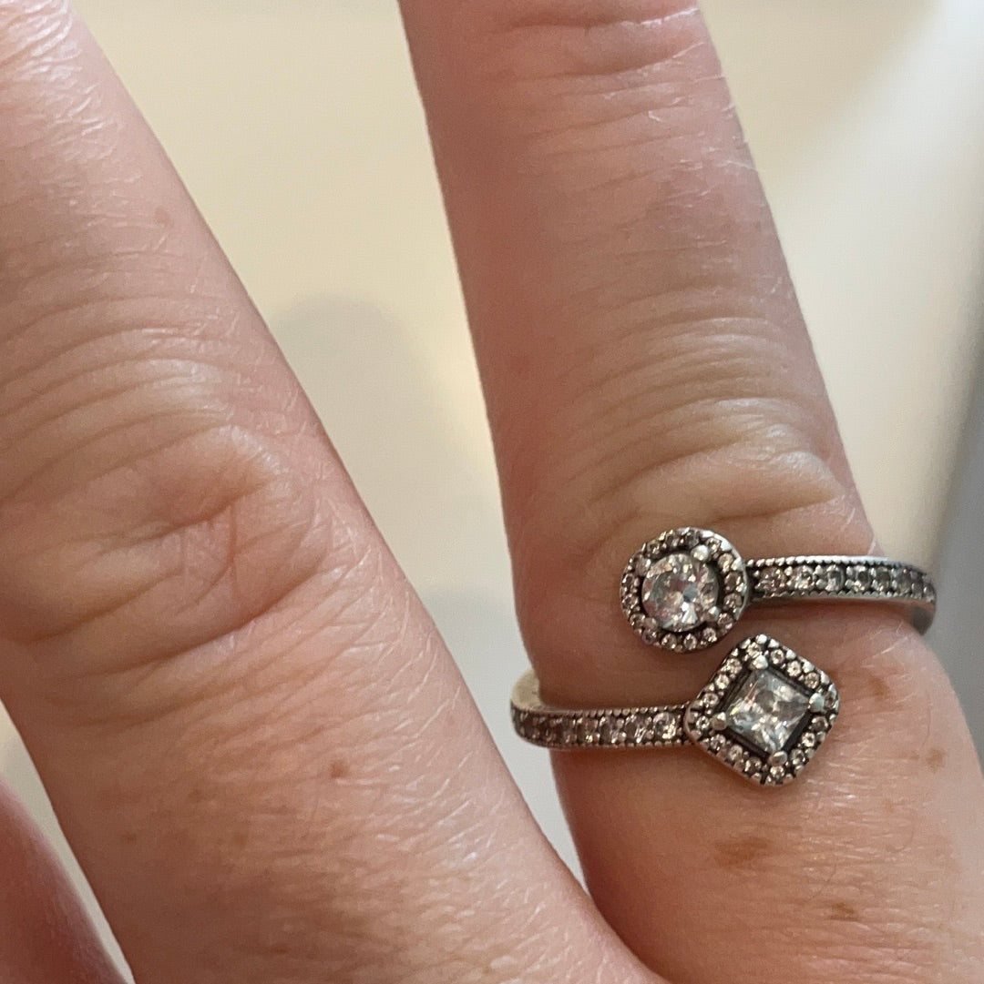 Genuine Pandora Double Open Diamond & Circle Sparkle Pave Ring Size 60
