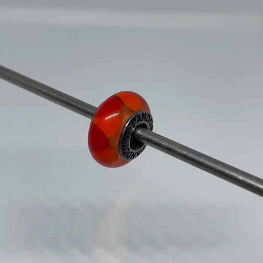 Genuine Pandora Glass Murano Charm Red Orange