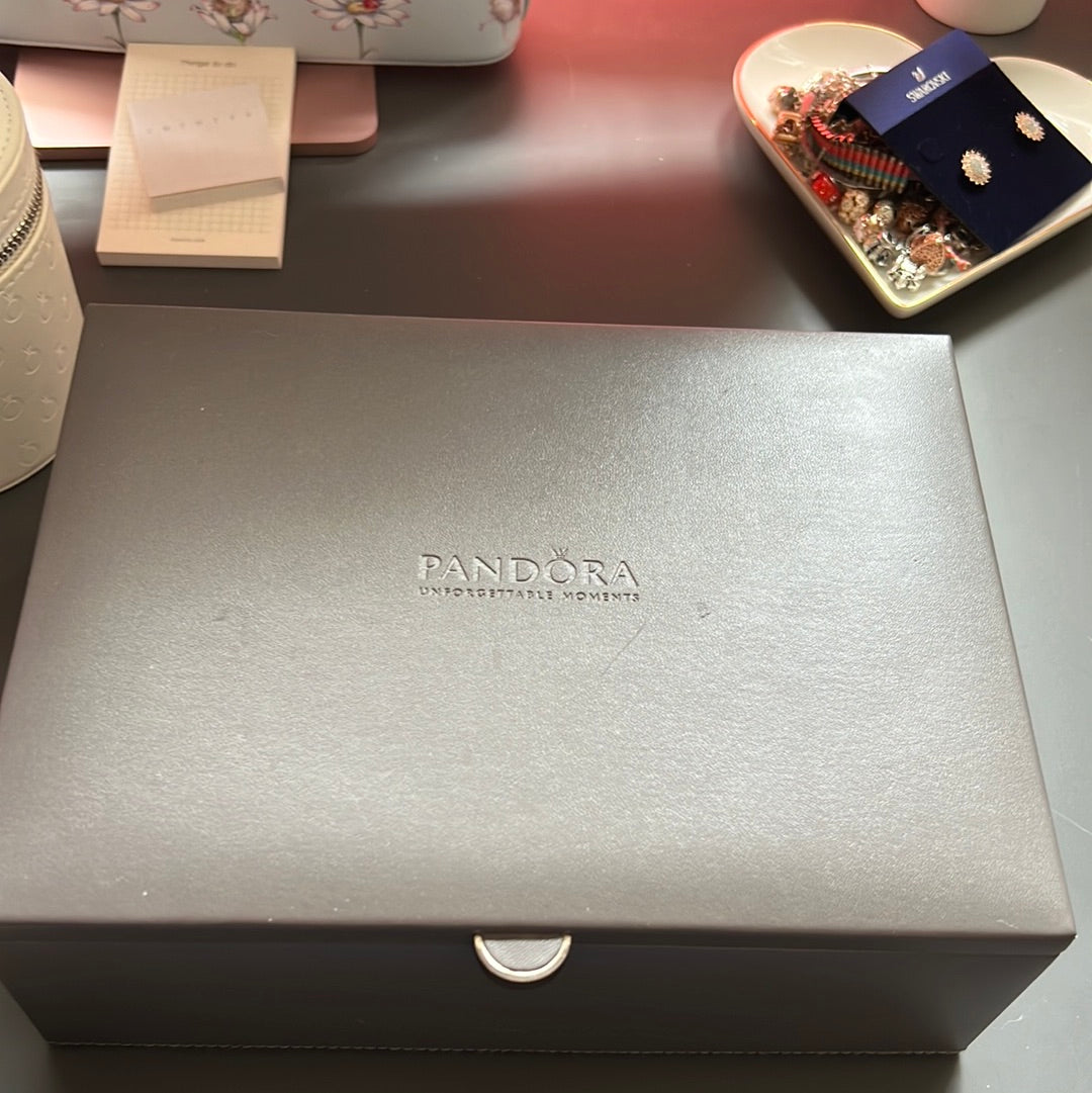 Genuine Pandora Jewellery Box Mink Grey With 2 Layers