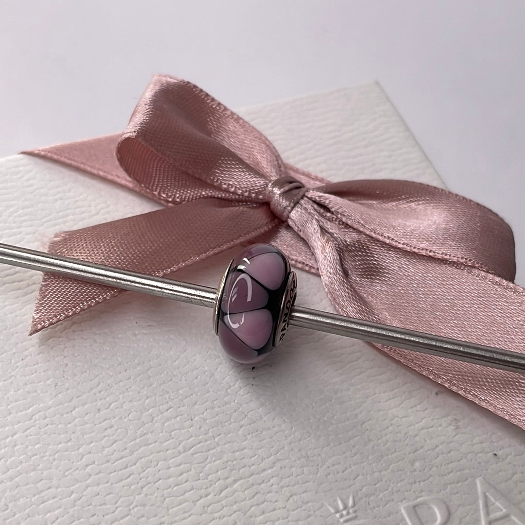 Genuine Pandora Purple Stripe Triangle Murano Glass Charm
