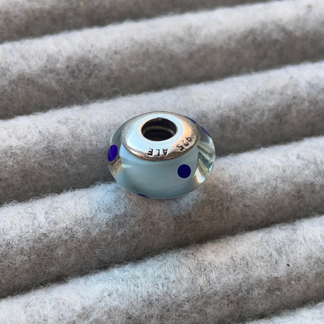 Genuine Pandora Pink or Blue Polka Dot Murano Charm VARIOUS COLOURS