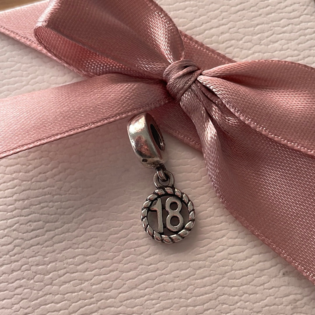 Genuine Pandora 18th 18 Birthday Dangle Charm