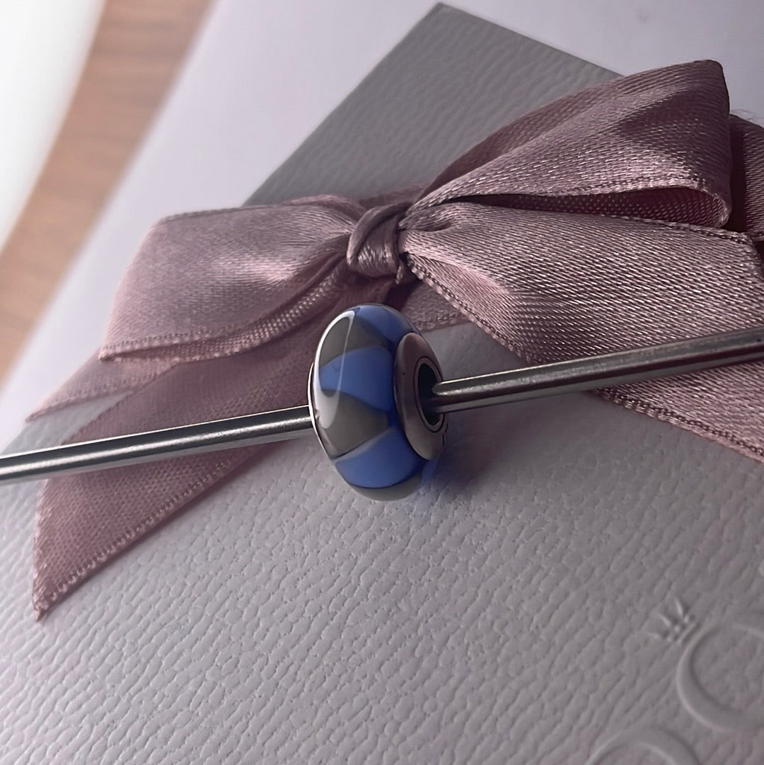 Genuine Pandora Grey and Black / Blue Triangle Murano Glass Charm VARIOUS COLOURS
