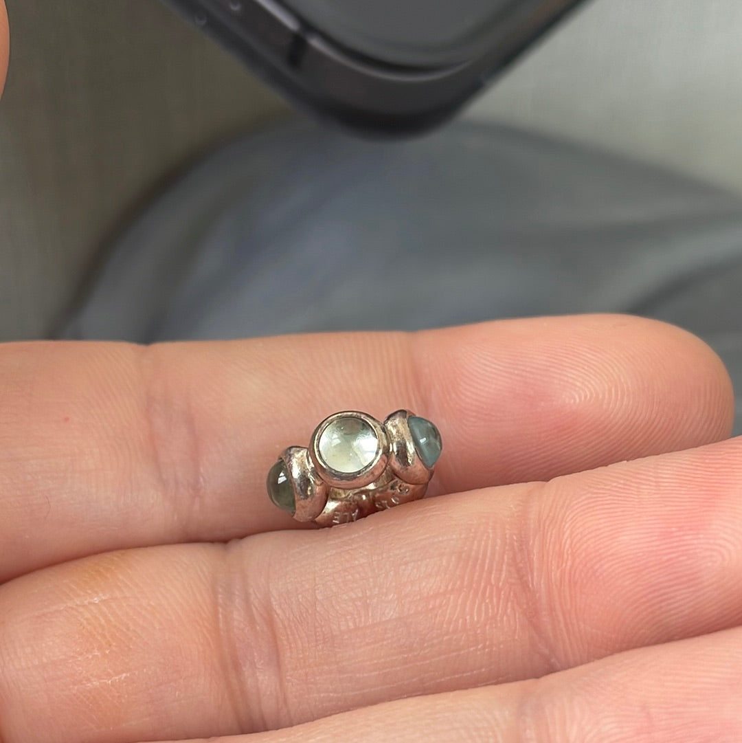 Genuine Pandora Light Aquamarine Topaz Spacer Goodbye Kiss Cabochon