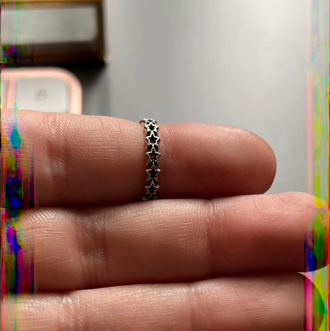 Genuine Pandora Beaded Star Openwork Ring 48 KIDS SMALL