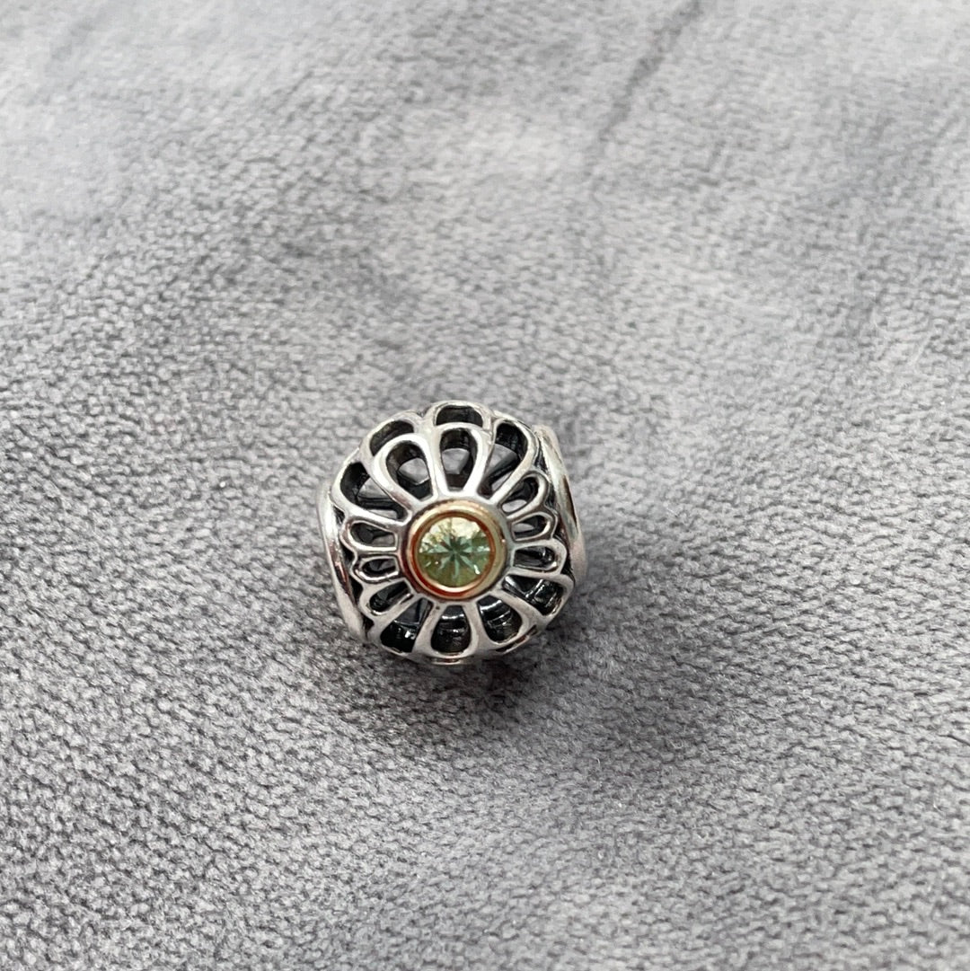 Genuine Pandora Two Tone Vintage Allure Openwork Peridot Charm
