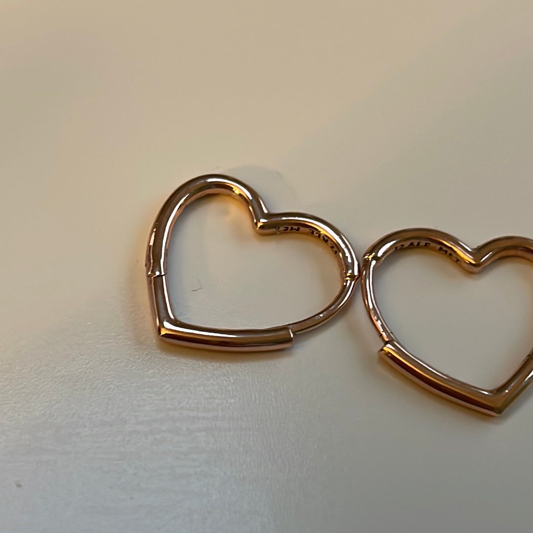 Genuine Pandora Silver Heart Earrings Hoops HTF