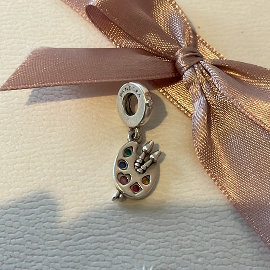 Genuine Pandora Paint Palette New Style Artist Painter CZ Colourful Glass Charm