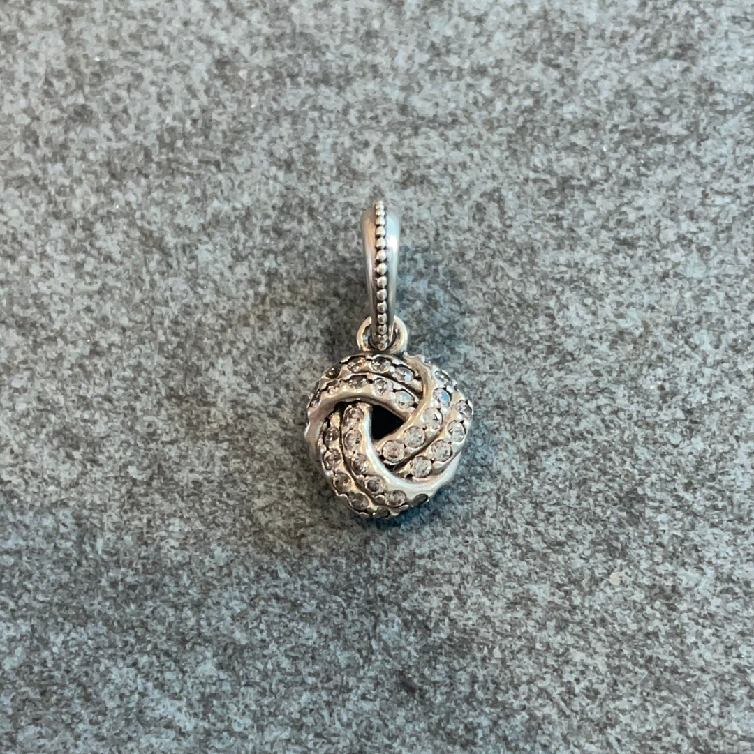 Genuine Pandora Silver Sparkle Knot Pendant Dangle Charm