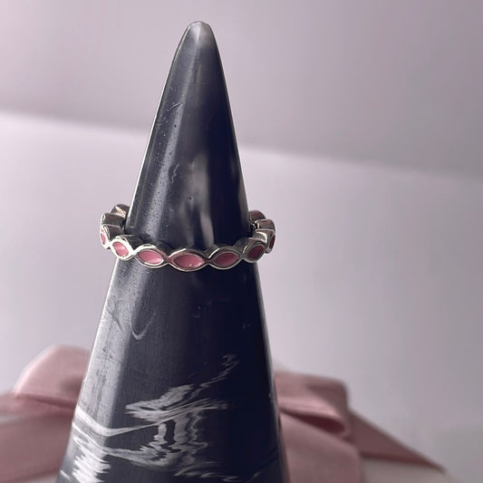 Genuine Pandora Pink/ Cream Enamel Geometric Shape Ring Size ...