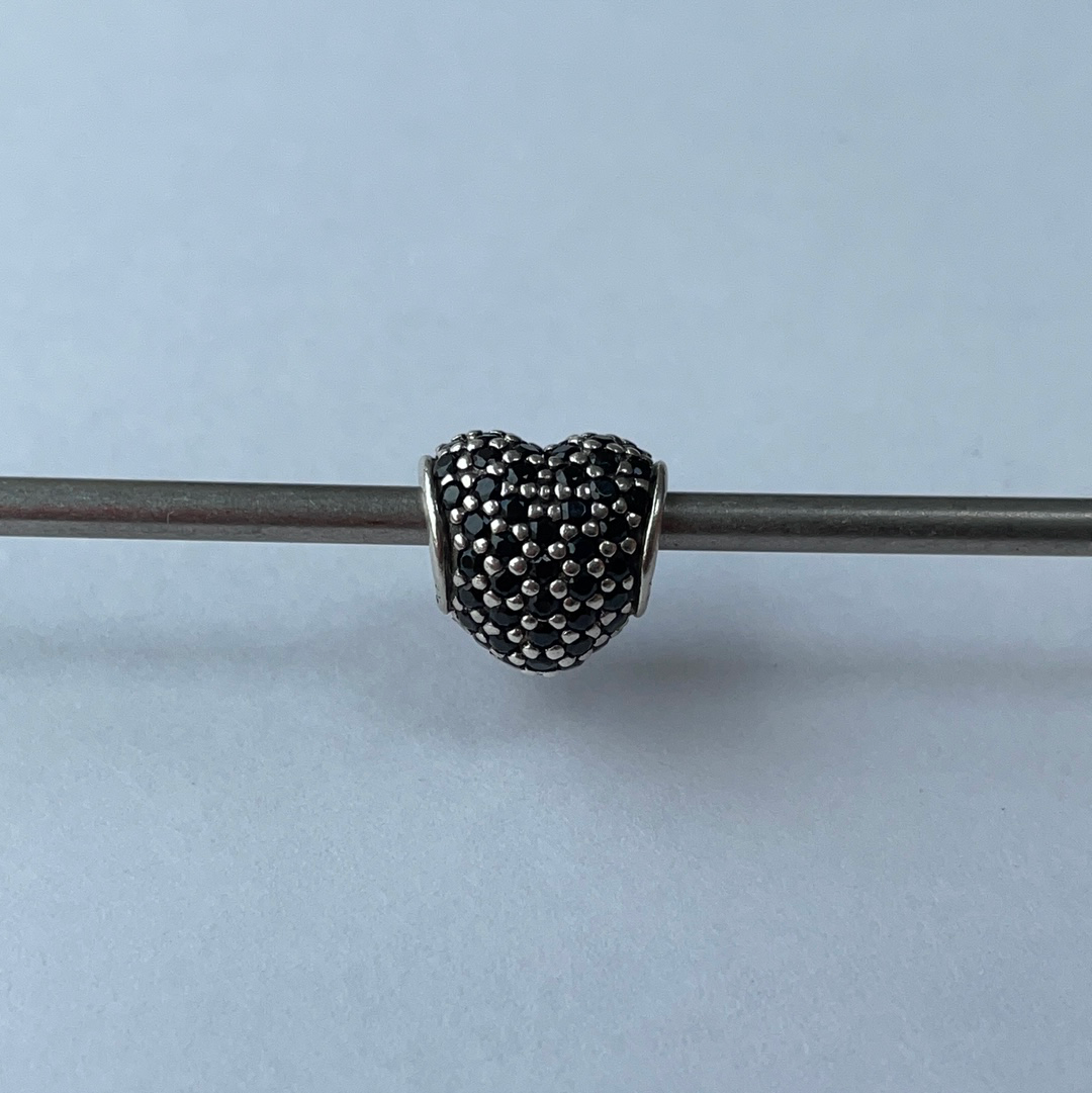 Genuine Pandora Black Pave Heart Charm
