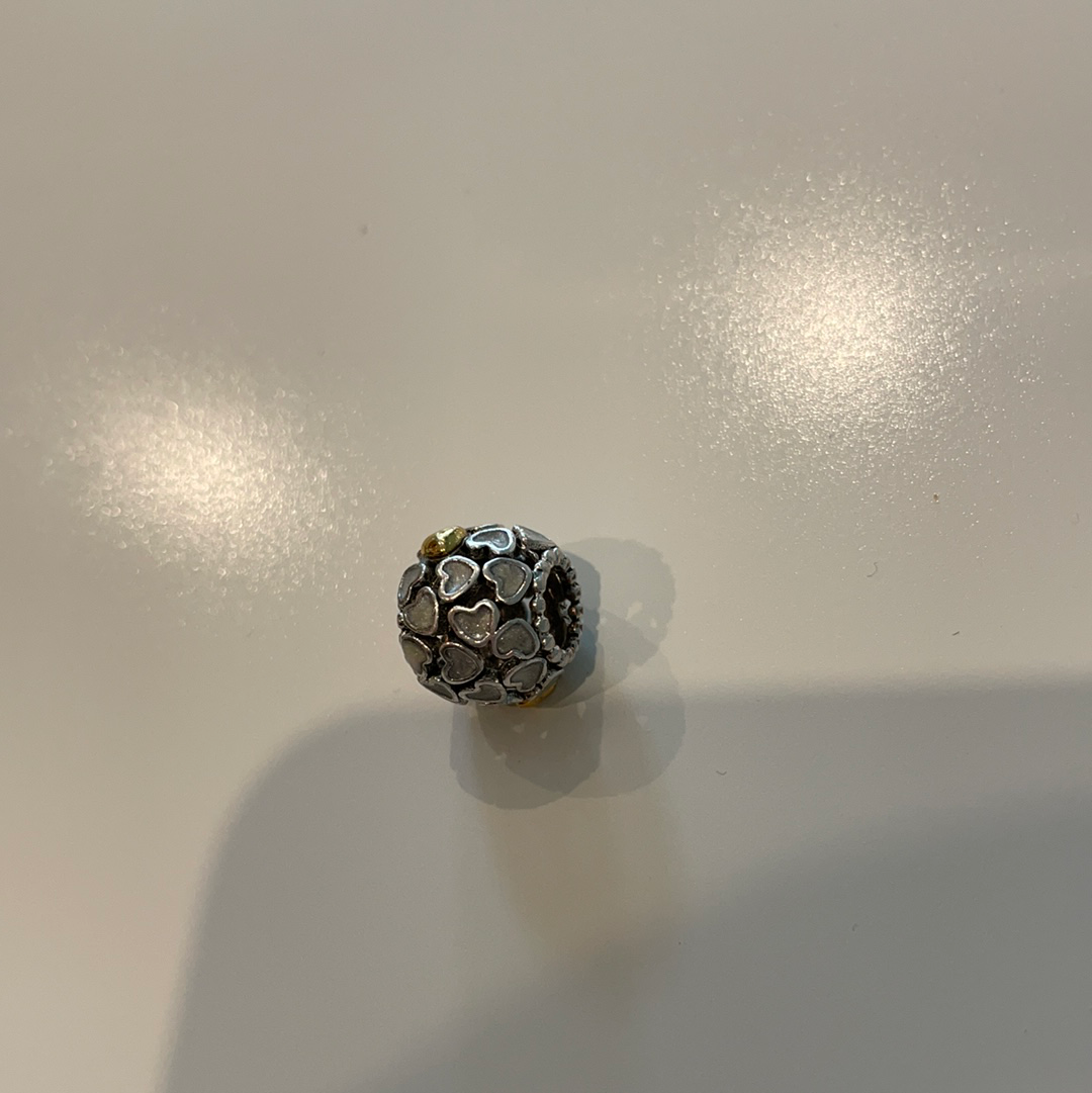 Genuine Pandora Cream Enamel Hearts Openwork Charm