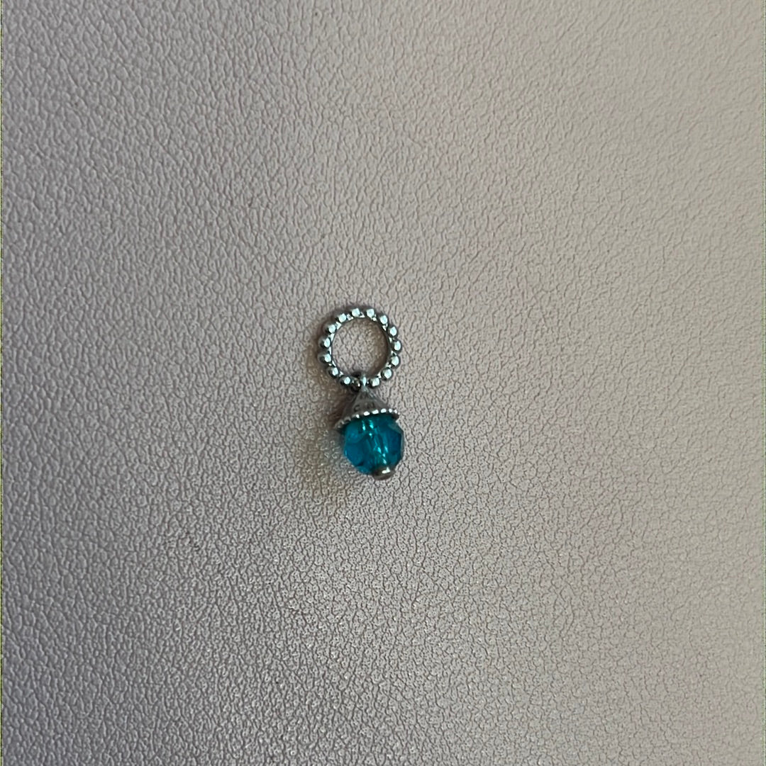 Genuine Chamilia Teal Faceted Stone Dangle Charm