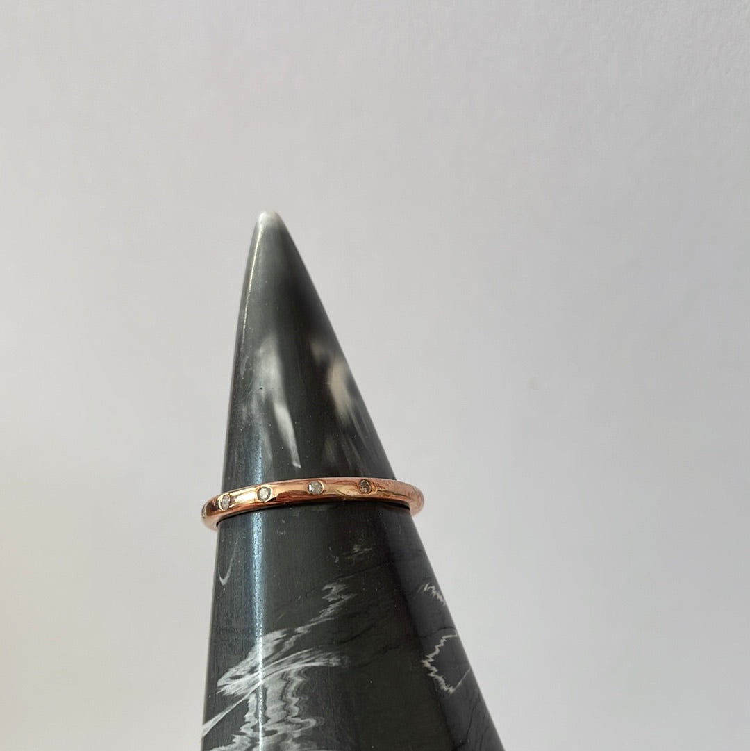 Sterling Silver Rose Gold With CZ Ring Size 54
